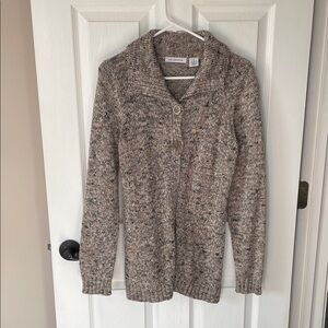 Liz Claiborne Women's Knit Cardigan - Brown/tan cream